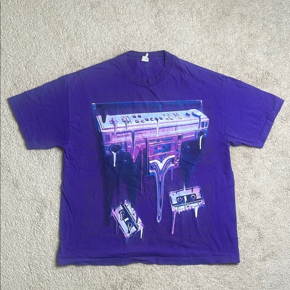 Purple T-Shirt with Dripping Boombox Graphic - Picture 1 of 5
